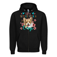 Black life is better with a corgi Zipper Hoodie - Jasminsmagicworld