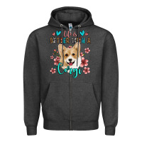 Charcoal Heather life is better with a corgi Zipper Hoodie - Jasminsmagicworld