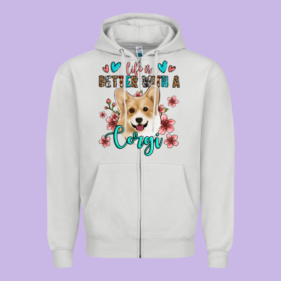 Life Is Better With A Corgi Zipper Hoodie Designed By Jasminsmagicworld