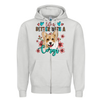 Dove Grey life is better with a corgi Zipper Hoodie - Jasminsmagicworld