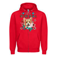 Red life is better with a corgi Zipper Hoodie - Jasminsmagicworld