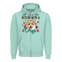 Seafoam life is better with a corgi Zipper Hoodie - Jasminsmagicworld