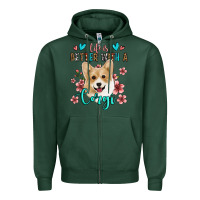Sports Green life is better with a corgi Zipper Hoodie - Jasminsmagicworld