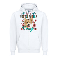 White life is better with a corgi Zipper Hoodie - Jasminsmagicworld