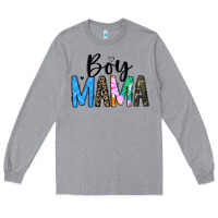 Heather Grey boy mama white Long Sleeve Tee - JahusDesignShop