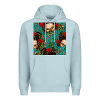Blue Mist Messy Bun Mom And Cross With Leopard Patterns Premium Hoodie - BundleAndBundleShop