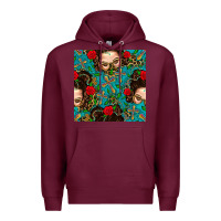 Burgundy Messy Bun Mom And Cross With Leopard Patterns Premium Hoodie - BundleAndBundleShop