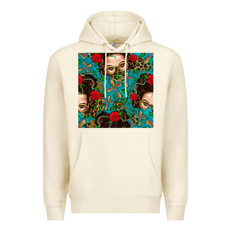 Messy Bun Mom And Cross With Leopard Patterns Premium Hoodie by BundleAndBundleShop | Teevron