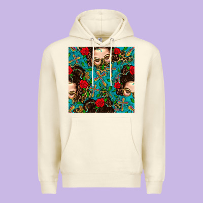 Messy Bun Mom And Cross With Leopard Patterns Premium Hoodie Designed By Bundleandbundleshop