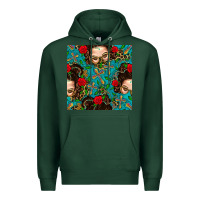 Sports Green Messy Bun Mom And Cross With Leopard Patterns Premium Hoodie - BundleAndBundleShop