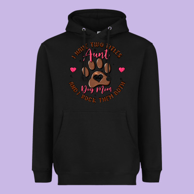 I Have Two Titles Aunt And Dog Mom Heavyweight Hoodie Designed By Maliassmallbusiness