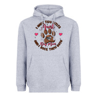 Heather Grey i have two titles aunt and dog mom Heavyweight Hoodie - MaliasSmallBusiness