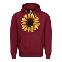 Burgundy sunflower Zipper Hoodie - JahusDesignShop