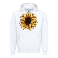 White sunflower Zipper Hoodie - JahusDesignShop