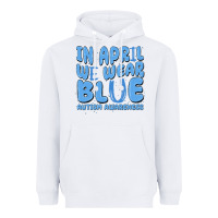 White in april we wear blue autism awareness Heavyweight Hoodie - MaliasSmallBusiness