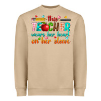 Mushroom this teacher wears her heart on her sleeve Heavyweight Sweatshirt - texasbilliewilder