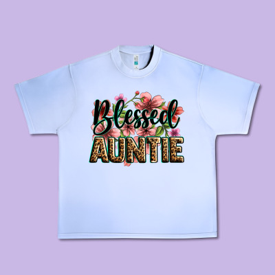 Flowers Blessed Auntie Urban Heavy Tee Designed By Zillion Design Studio