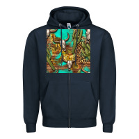 Western Bull Skull And Cactus Seamless Pattern Zipper Hoodie | Teevron