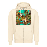 Sandshell western bull skull and cactus seamless pattern Zipper Hoodie - BundleAndBundleShop