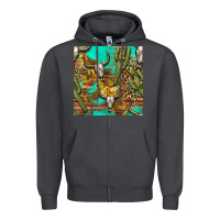 Smoke western bull skull and cactus seamless pattern Zipper Hoodie - BundleAndBundleShop