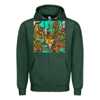 Sports Green western bull skull and cactus seamless pattern Zipper Hoodie - BundleAndBundleShop