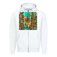 White western bull skull and cactus seamless pattern Zipper Hoodie - BundleAndBundleShop