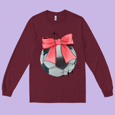 Coquette Soccer Bow Long Sleeve Tee Designed By Jahusdesignshop