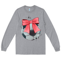 Heather Grey coquette soccer bow Long Sleeve Tee - JahusDesignShop