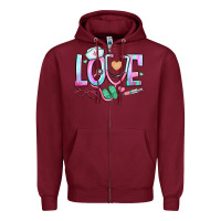 Burgundy love nurse Zipper Hoodie - BundleAndBundleShop