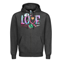 Charcoal Heather love nurse Zipper Hoodie - BundleAndBundleShop