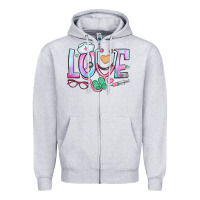 Heather Grey love nurse Zipper Hoodie - BundleAndBundleShop