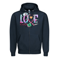 Navy love nurse Zipper Hoodie - BundleAndBundleShop