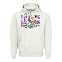 Oatmeal Heather love nurse Zipper Hoodie - BundleAndBundleShop