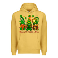Antique Gold happy st. patricks day with gnomies Premium Hoodie - BundleAndBundleShop