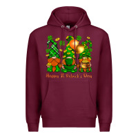 Burgundy happy st. patricks day with gnomies Premium Hoodie - BundleAndBundleShop