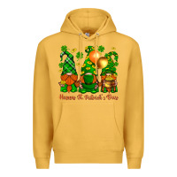 Mustard happy st. patricks day with gnomies Premium Hoodie - BundleAndBundleShop