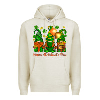 Oatmeal Heather happy st. patricks day with gnomies Premium Hoodie - BundleAndBundleShop
