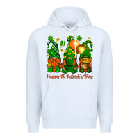 White happy st. patricks day with gnomies Premium Hoodie - BundleAndBundleShop