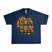 Navy floral leopard mama Urban Heavy Tee - Zillion Design Studio