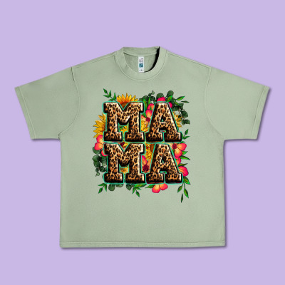 Floral Leopard Mama Urban Heavy Tee Designed By Zillion Design Studio