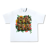 White floral leopard mama Urban Heavy Tee - Zillion Design Studio