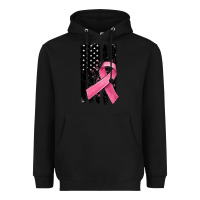 Black breast cancer ribbon american flag Heavyweight Hoodie - MaliasSmallBusiness