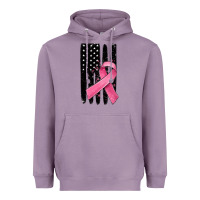 Lavender breast cancer ribbon american flag Heavyweight Hoodie - MaliasSmallBusiness