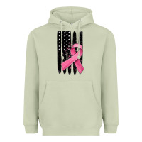 Breast Cancer Ribbon American Flag Heavyweight Hoodie | Teevron