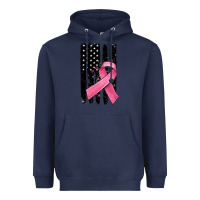 Navy breast cancer ribbon american flag Heavyweight Hoodie - MaliasSmallBusiness