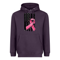 Plum breast cancer ribbon american flag Heavyweight Hoodie - MaliasSmallBusiness