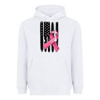 White breast cancer ribbon american flag Heavyweight Hoodie - MaliasSmallBusiness
