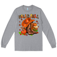 Heather Grey hello fall pumpkins  cowgirl  and roses Long Sleeve Tee - AdoDesignShop