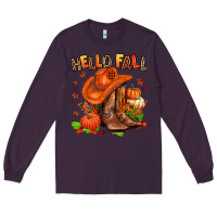 Plum hello fall pumpkins  cowgirl  and roses Long Sleeve Tee - AdoDesignShop