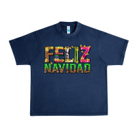 Navy feliz navidad with pattern Urban Heavy Tee - texasbilliewilder